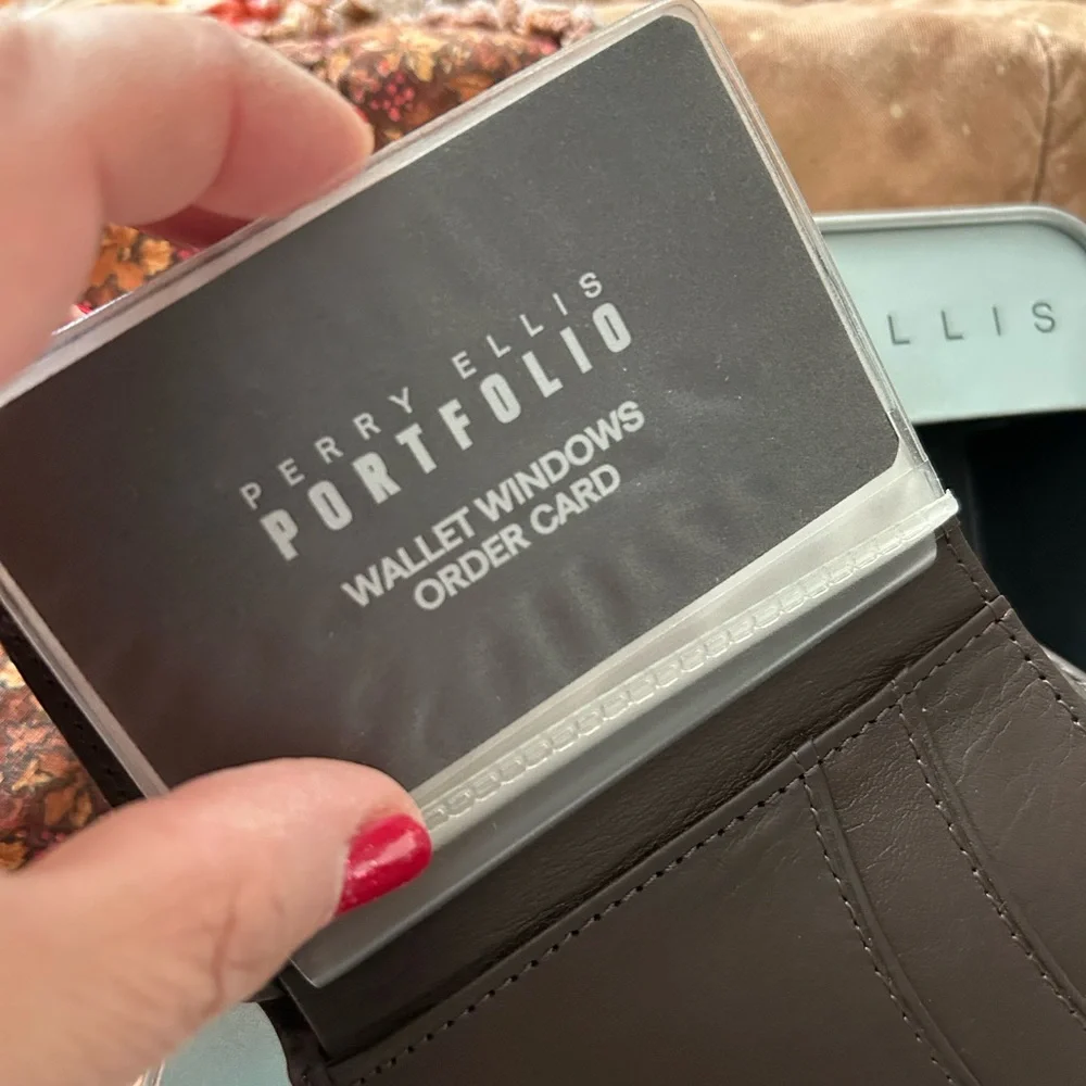 Perry Ellis Dark Brown Leather Card Holder